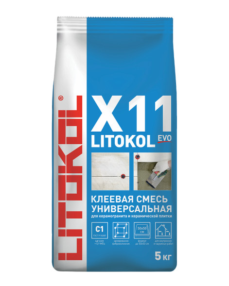 Клей Litokol X11 EVO для плитки, керамогранита, камня, 5 кг