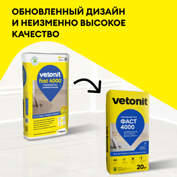 Универсальный наливной пол Vetonit 4000, 20 кг