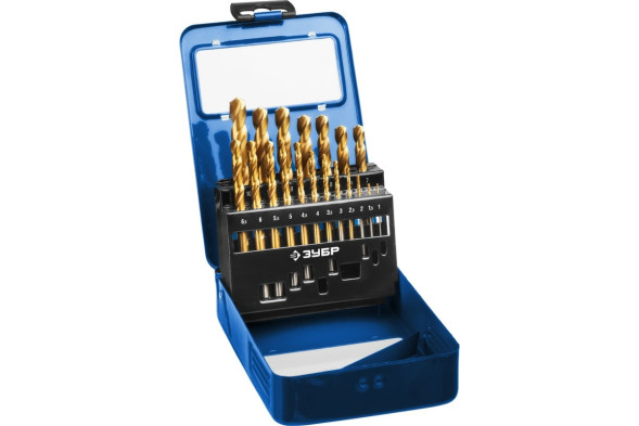Набор сверл по металлу Зубр Кобальт Профессионал 29626-Н19, 1,0-10,0 мм, Р6М5К5, класс А, металлический бокс, 19 штук