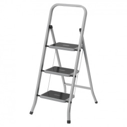 Стремянка Сибртех 97868, 3 ступени, алюминениевая, с полимерным покрытием