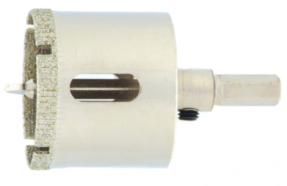 Сверло алмазное по керамике и стеклу Сибртех 72718, 35х55 мм, центрирующее сверло, шестигранный хвостовик