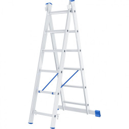 Лестница двухсекционная Сибртех 97906, 2 х 6 ступеней, алюминиевая