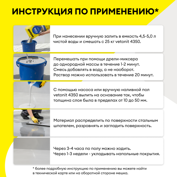 Наливной пол для звукоизоляционных полов Vetonit 4350, 25 кг
