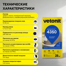 Наливной пол для звукоизоляционных полов Vetonit 4350, 25 кг