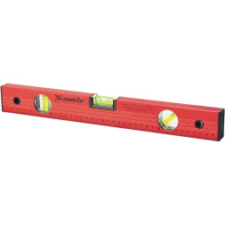 Уровень строительный Matrix 33229, 1000 мм, 3 глазка, цвет красный, линейка