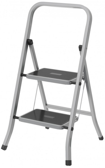 Стремянка Сибртех 97867, 2 ступени, алюминениевая, с полимерным покрытием