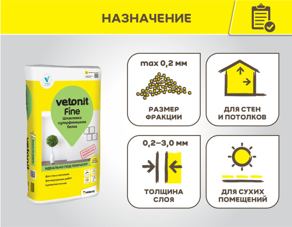 Суперфинишная полимерная шпатлевка Vetonit Файн, 20 кг