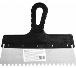 Шпатель зубчатый из нержавеющей стали Sparta 85139 с пластмассовой ручкой, 250 мм, зуб 6х6