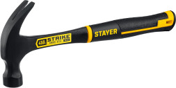 Молоток-гвоздодер Stayer Strike Professional 2025-450, 450 гр, цельнометаллический, двухкомпонентная обрезиненная рукоятка
