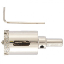 Сверло алмазное по керамике и стеклу Matrix 726323, 32x67 мм, центрирующее сверло, трехгранный хвостовик