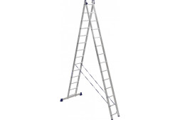 Лестница двухсекционная Алюмет H2 5214, 2 х 14 ступеней, алюминиевая