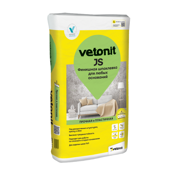 Полимерная финишная шпатлевка Vetonit Джей С, 20 кг