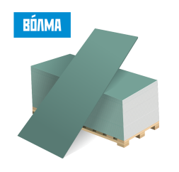 Гипсокартон влагостойкий 12,5мм х 1200мм х 3000мм, Волма