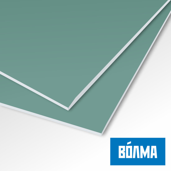 Гипсокартон влагостойкий 12,5мм х 1200мм х 3000мм, Волма
