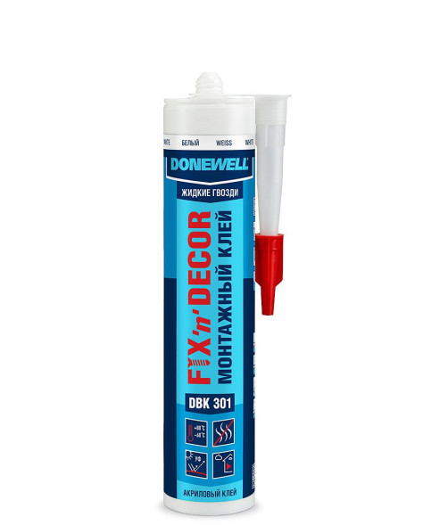 Клей монтажный Donewell Fix-n-Decor, акриловый, 260мл, цвет белый DBK 301