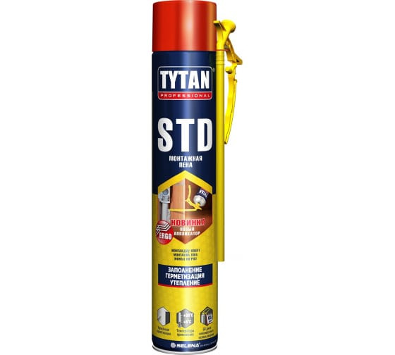 Пена монтажная Tytan Professional STD, бытовая, летняя, 750 мл