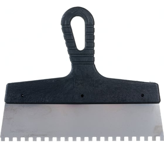 Шпатель зубчатый нержавеющей стали Сибртех 85465 с пластмассовой ручкой, 250 мм, зуб 6х6