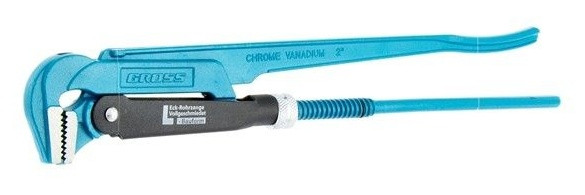 Ключ трубный рычажный Gross 15615, КТР №3, 2"-50мм, цельнокованый, CrV, изогнутые губки, тип "S"