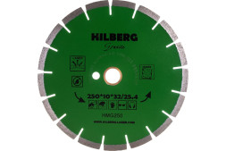 Диск отрезной алмазный сегментный Hilberg Granite Laser HMG250, 250х2,4х25,4/32 мм, гранит, базальт, сухой/мокрый рез
