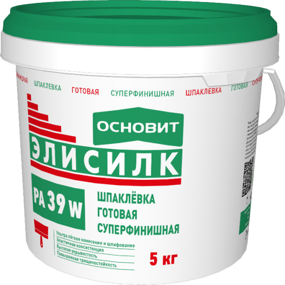 Шпаклевка готовая Основит Элисилк PA39 W суперфинишная, 28 кг
