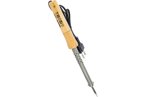 Паяльник электрический Sparta 313103, 60 Вт, жало-конус, деревянная рукоятка