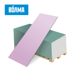 Гипсокартон влагостойкий огнестойкий  12,5мм х 1200мм х 2500мм, Волма