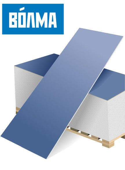 Гипсокартон влагостойкий огнестойкий усиленный Волма-сила, 12,5мм х 1200мм х 2500мм, Волма