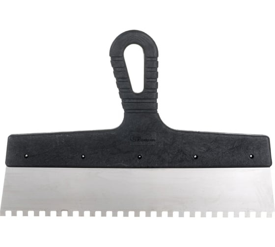 Шпатель зубчатый из нержавеющей стали Сибртех 85467 с пластмассовой ручкой, 300 мм, зуб 6х6