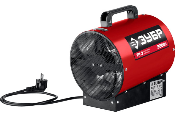 Пушка тепловая электрическая Зубр ТП-3, 3,2 кВт, 220В, поток-230 м3/ч, тепловентилятор