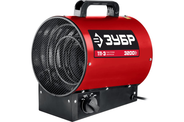 Пушка тепловая электрическая Зубр ТП-3, 3,2 кВт, 220В, поток-230 м3/ч, тепловентилятор