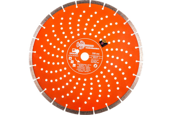 Диск отрезной алмазный сегментный Trio Diamond Grand Ultra Segment 170350 GUS729, 350х3,0х25,4/20 мм, армированный бетон, камень, сухой/мокрый рез