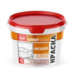 Краска Старатели водно-дисперсионная акриловая Фасадная База А, супербелая, 9 л