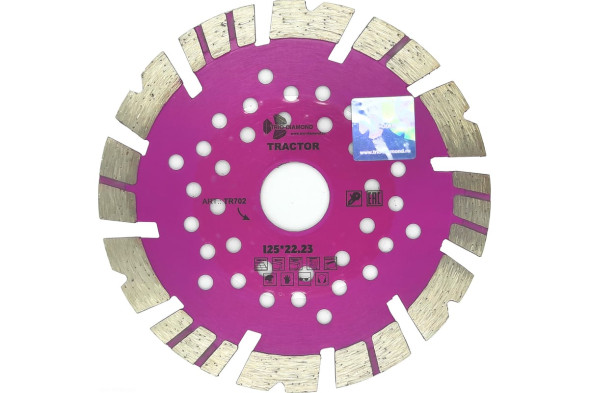 Диск отрезной алмазный турбо-сегмент Trio Diamond Tractor TR702, 125х2,1х22 мм, бетон, камень, кирпич, сухой/мокрый рез