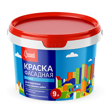 Краска Старатели Фасадная База С, супербелая, 9 л