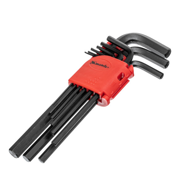 Набор ключей имбусовых HEX Matrix 11231, 1,5-10,0 мм, CrV, 9 шт, оксидированные, удлиненные