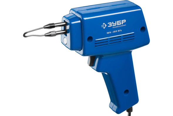 Паяльник электрический импульсный Зубр 55412-H4_z01, 150 Вт, 2 сменных жала, канифоль, припой