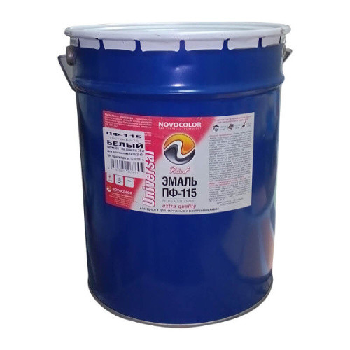 Эмаль ПФ-115 Novocolor, белая, глянцевая, база С, под колеровку, 15 л