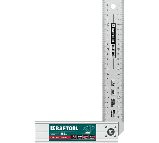 Угольник металлический складной Kraftool 3444, нержавеющая сталь, 250 мм
