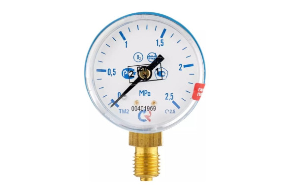 Манометр ПТК 001.050.901 кислород, О2, 50мм, тип-ТМ-210Р, М12-1,5 (снизу), 0-2,5МРа, кл. 2,5, н/д, ЗП