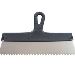 Шпатель зубчатый из нержавеющей стали Lux 1043354 с пластмассовой ручкой, 350 мм, зуб 4х4