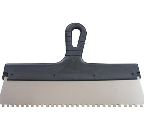 Шпатель зубчатый из нержавеющей стали Lux 1043354 с пластмассовой ручкой, 350 мм, зуб 4х4