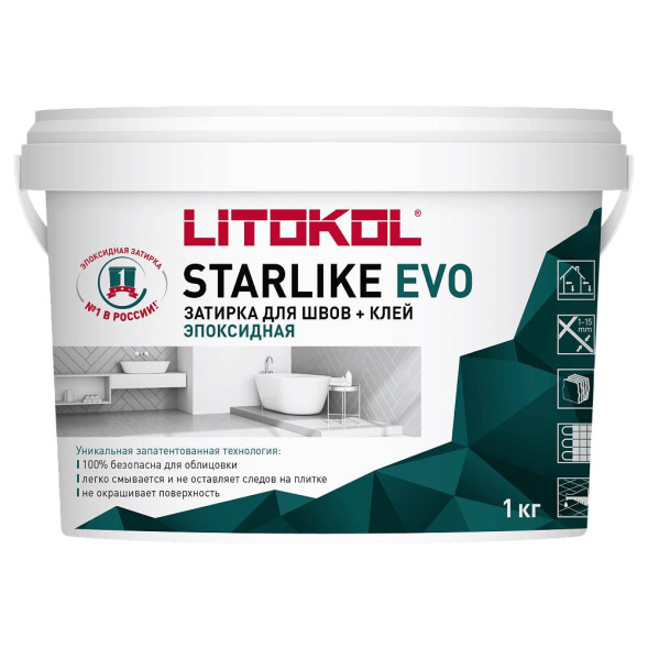 Затирка Litokol Starlike EVO, цвет S.105 Bianco Titanio, эпоксидная, 5 кг