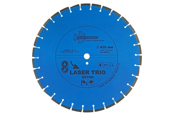 Диск отрезной алмазный сегментный Trio Diamond Grand Asphalt GA775, 450х3,8х25,4 мм, асфальт, асфальтобетон, свежий бетон мокрый рез