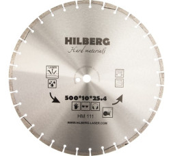 Диск отрезной алмазный сегментный Hilberg Hard Materials Laser HM111, 500х4,0х25,4 мм, армированный бетон, камень, сухой/мокрый рез