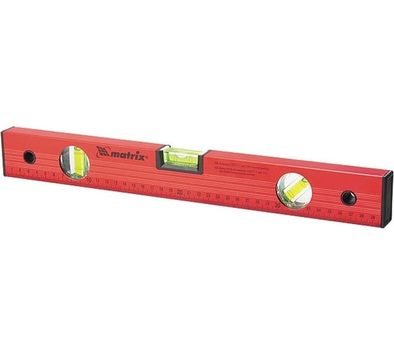 Уровень строительный Matrix 33232, 1200 мм, 3 глазка, цвет красный, линейка