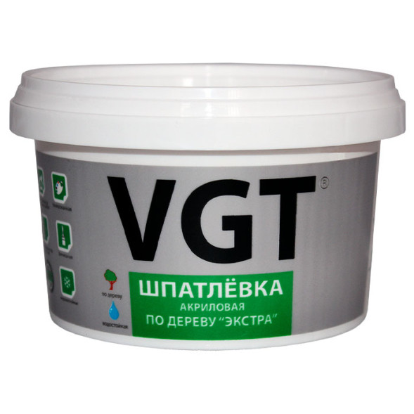 Универсальная шпатлевка по дереву VGT Экстра, цвет белый, 1 кг