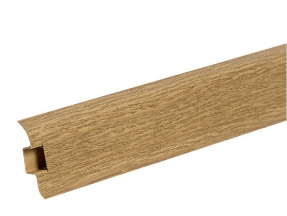 Плинтус Идеал Комфорт с кабель-каналом и мягким краем, цвет Дуб темный, 55 мм х 2.5 м