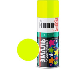 Эмаль аэрозольная флуоресцентная Kudo, лимонно-желтая, 520 мл