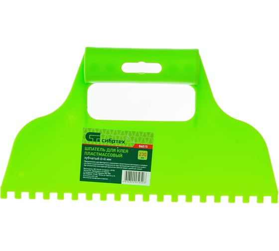 Шпатель зубчатый для клея пластмассовый Сибртех 86015, 230 мм, зуб 6х6