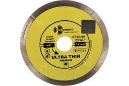 Диск отрезной алмазный сплошной Trio Diamond Ultra Thin Premium UTW502, 125х1,2х22 мм, керамогранит, мраморная плитка, ультратонкий, мокрый рез